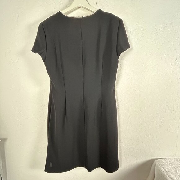 CDC Womens Black Short Sleeve Dress with Rhinestone Trim & Pink Lining Size 14 - Picture 2 of 10